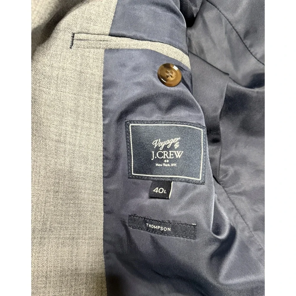 J. Crew Voyager Thompson Sport Coat Blazer Men 40L Gray Wool Wedding Guest